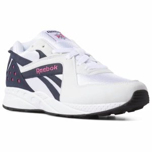 Reebok Pyro Turnschuhe Damen - Weiß/Navy/Rosa/Schwarz - DE 723-TFC